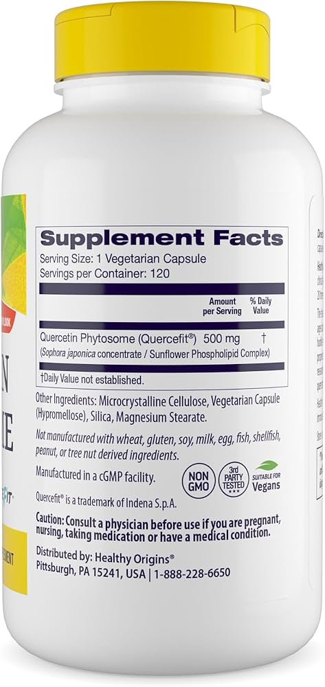 Healthy Origins Quercetin Phytosome 500mg 120 Veggie Caps - Image 2
